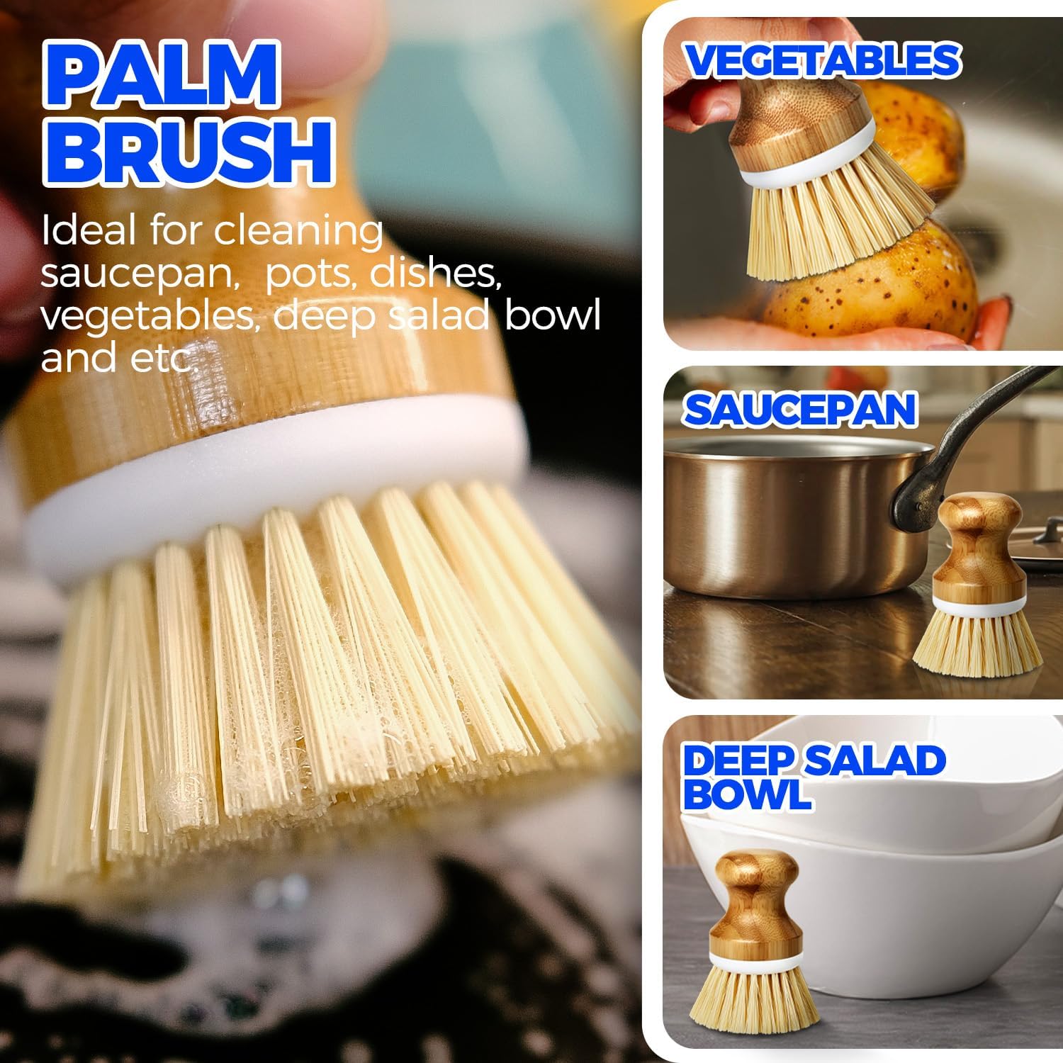 6 Pack Dish Brush Kitchen Brushes Set with Bottle Brush Dish Brush