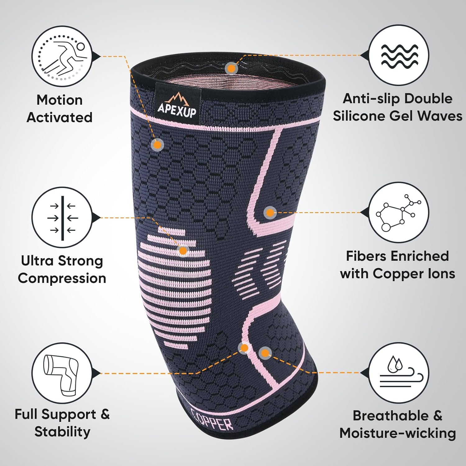Compression Knee Brace – Copper Support Sleeve for Pain Relief