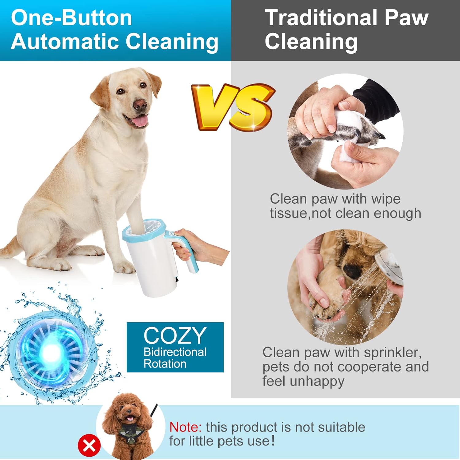 Rechargeable Automatic Dog Paw Cleaner Cup – 2-in-1 High Power 7.4V Pet