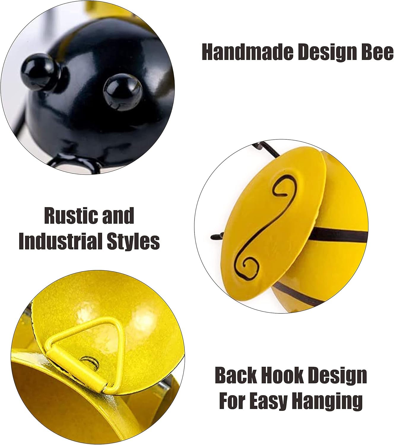 4PCS 3D Metal Bumble Bee Wall Art – Outdoor Garden & Home Decor