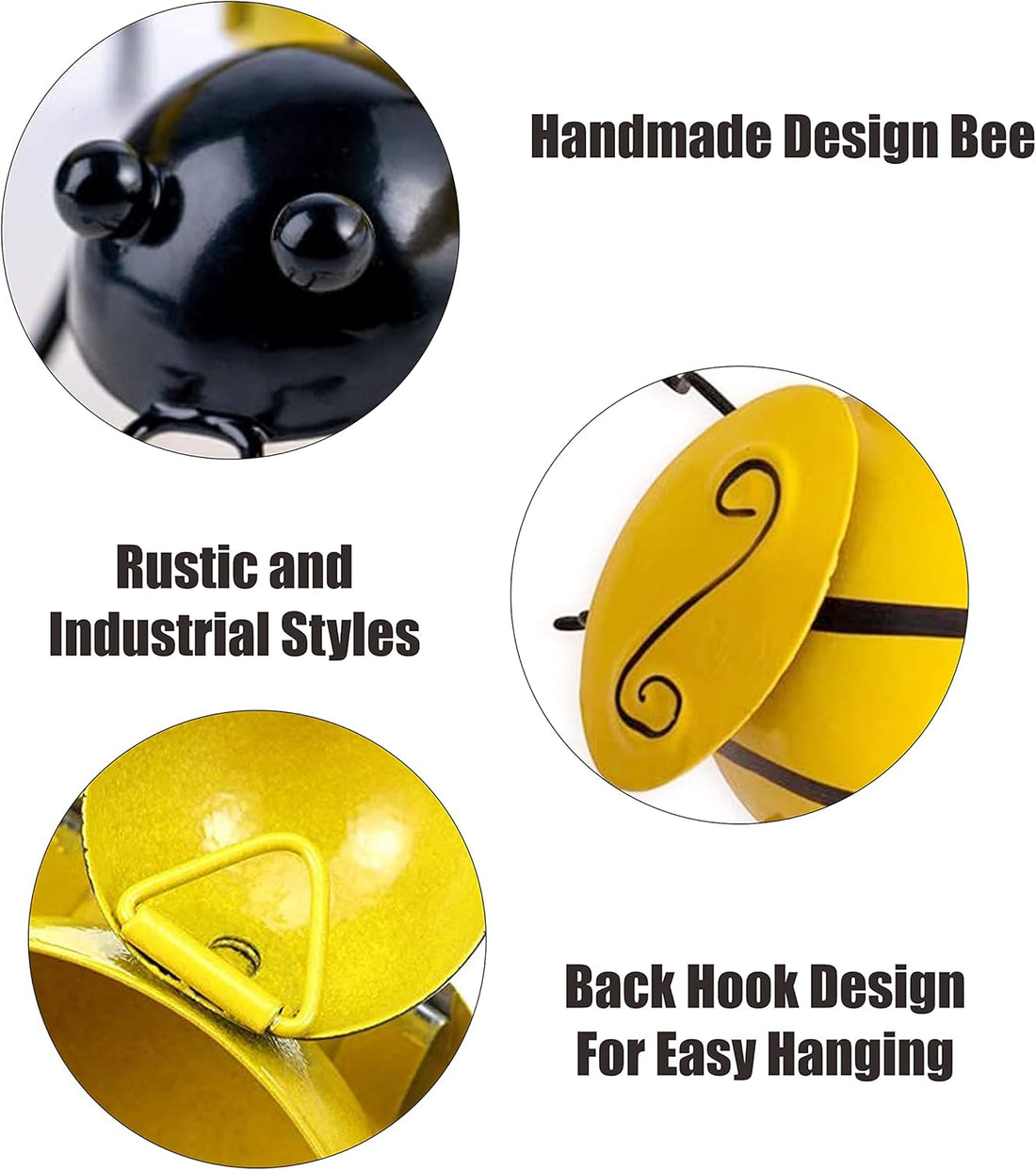 4PCS 3D Metal Bumble Bee Wall Art – Outdoor Garden & Home Decor