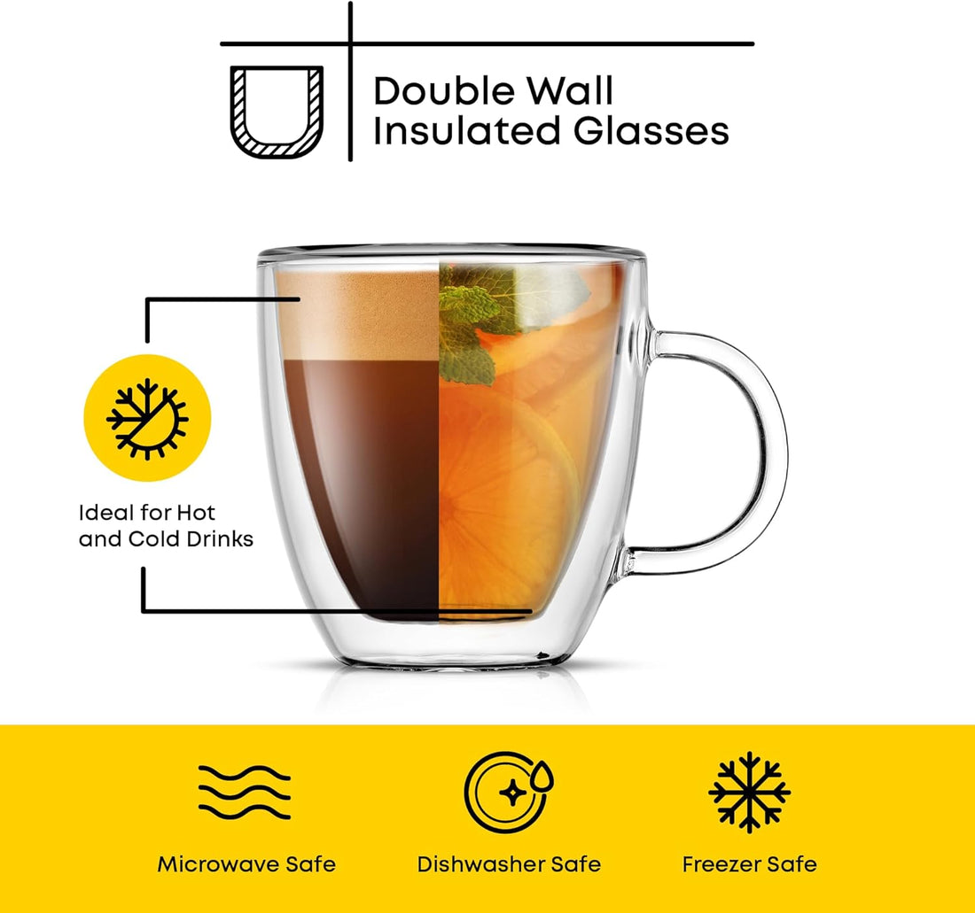 Savor Double Wall Insulated Glasses Espresso Mugs (Set of 2) - 5.4-Ounces