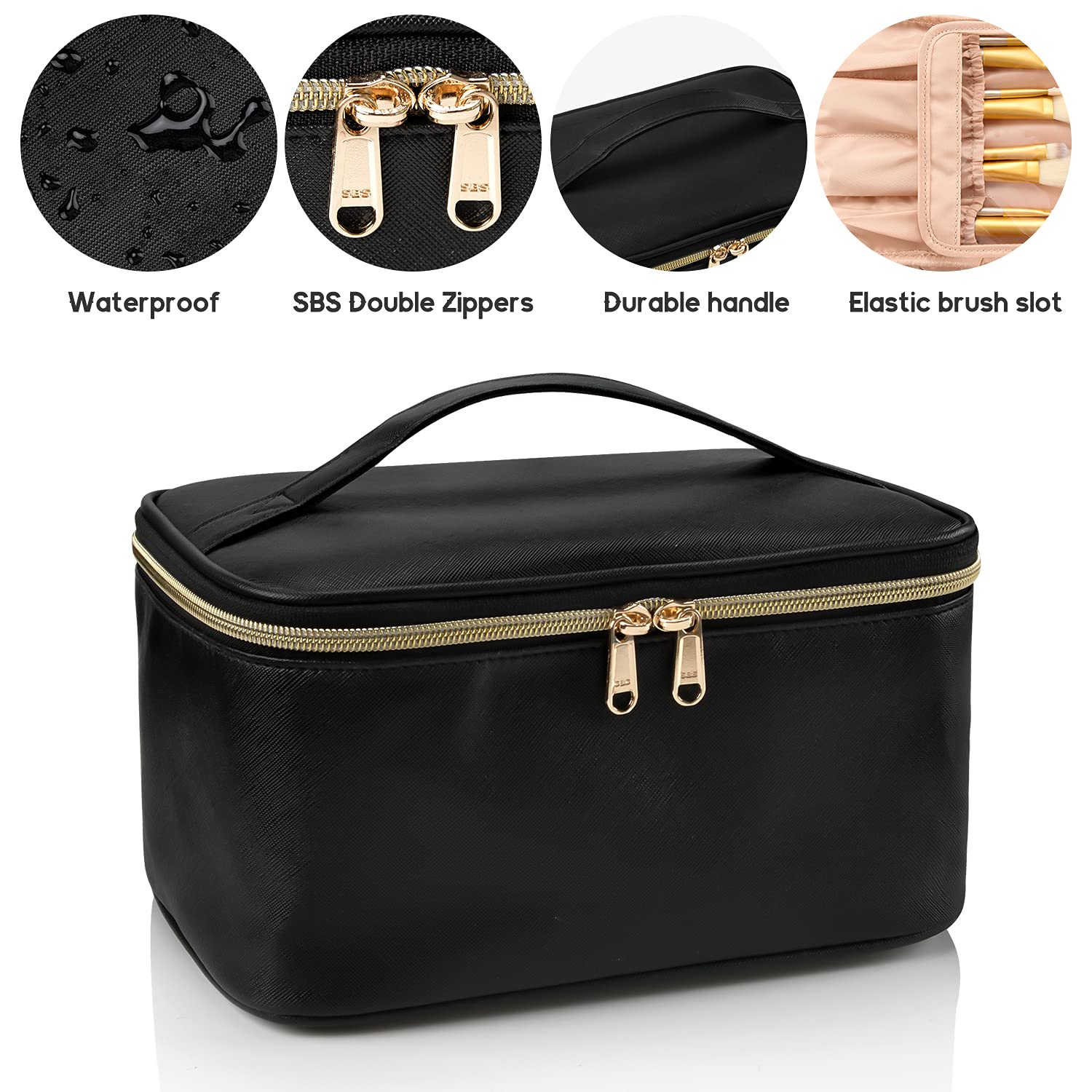 Makeup Bag, Portable Cosmetic Bag, Large Capacity Travel Makeup Case separate space