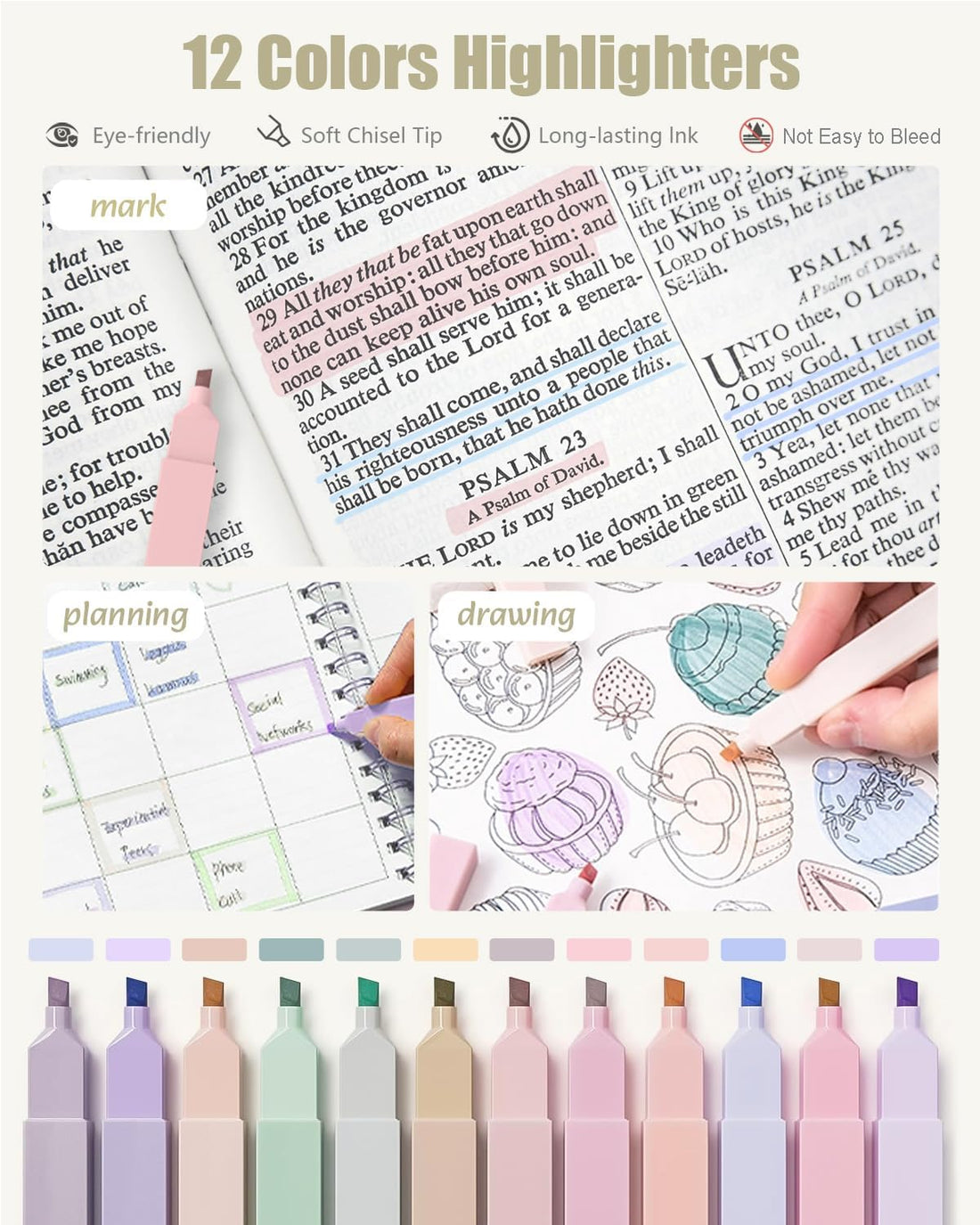 39-Piece School Supplies Set with Pink Pencil Case – Highlighters