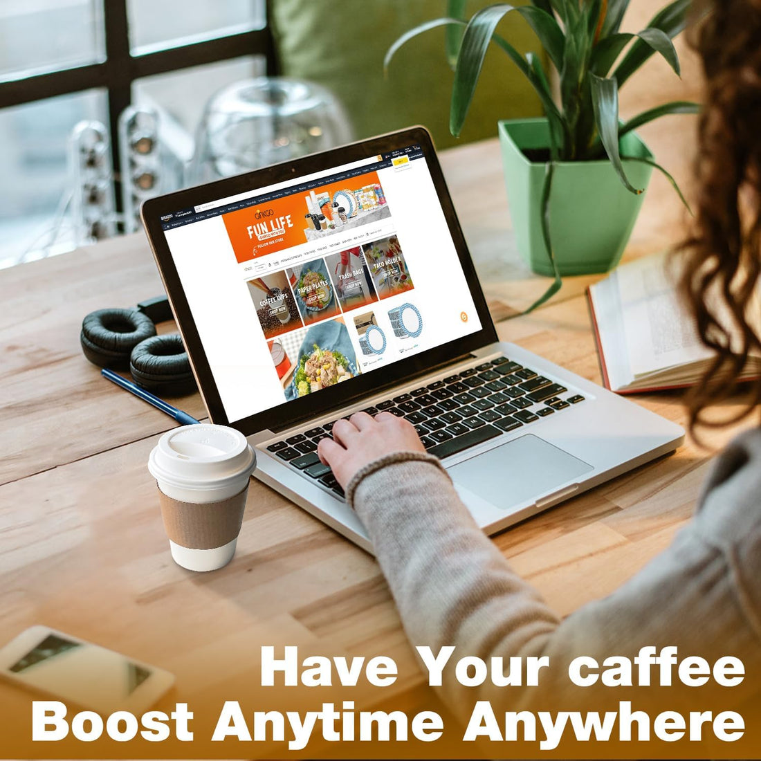 100 Pack 12 oz Leak-Proof Disposable Coffee Cups with Lids & Sleeves