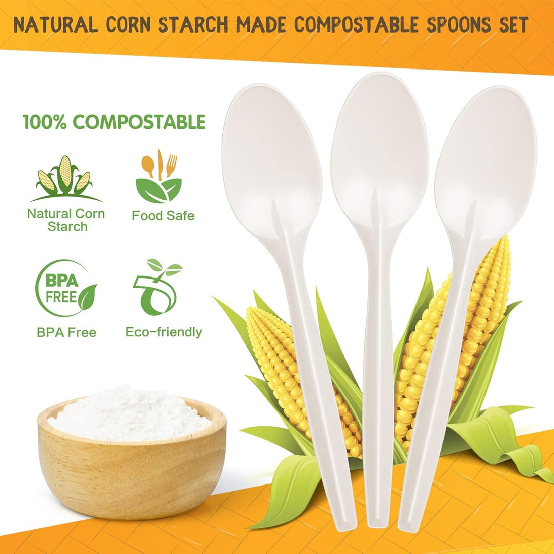 Compostable Spoons – Biodegradable Heavy-Duty Disposable Cutlery