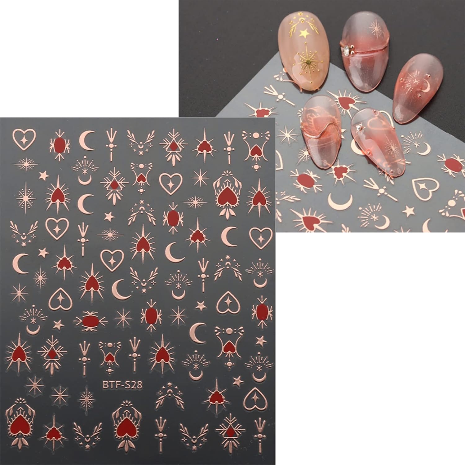 9 Sheets Moon & Star Nail Art Stickers – Self-Adhesive Pegatinas Uñas, Sun Nail Design Decals, Nail Supplies & Decoration Accessories