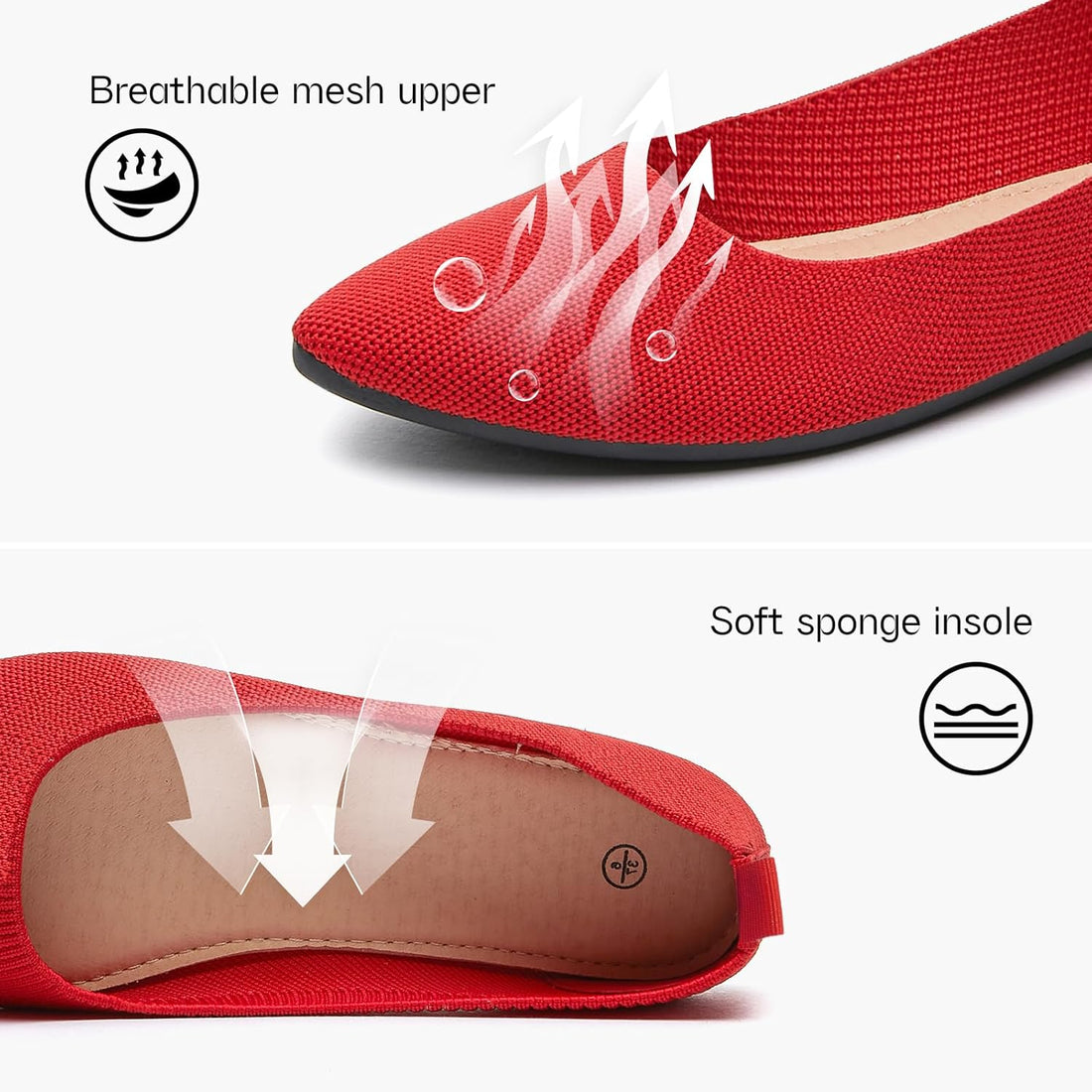 Women’s Pointed Toe Slip-On Ballet Flats – Comfortable Black Dres