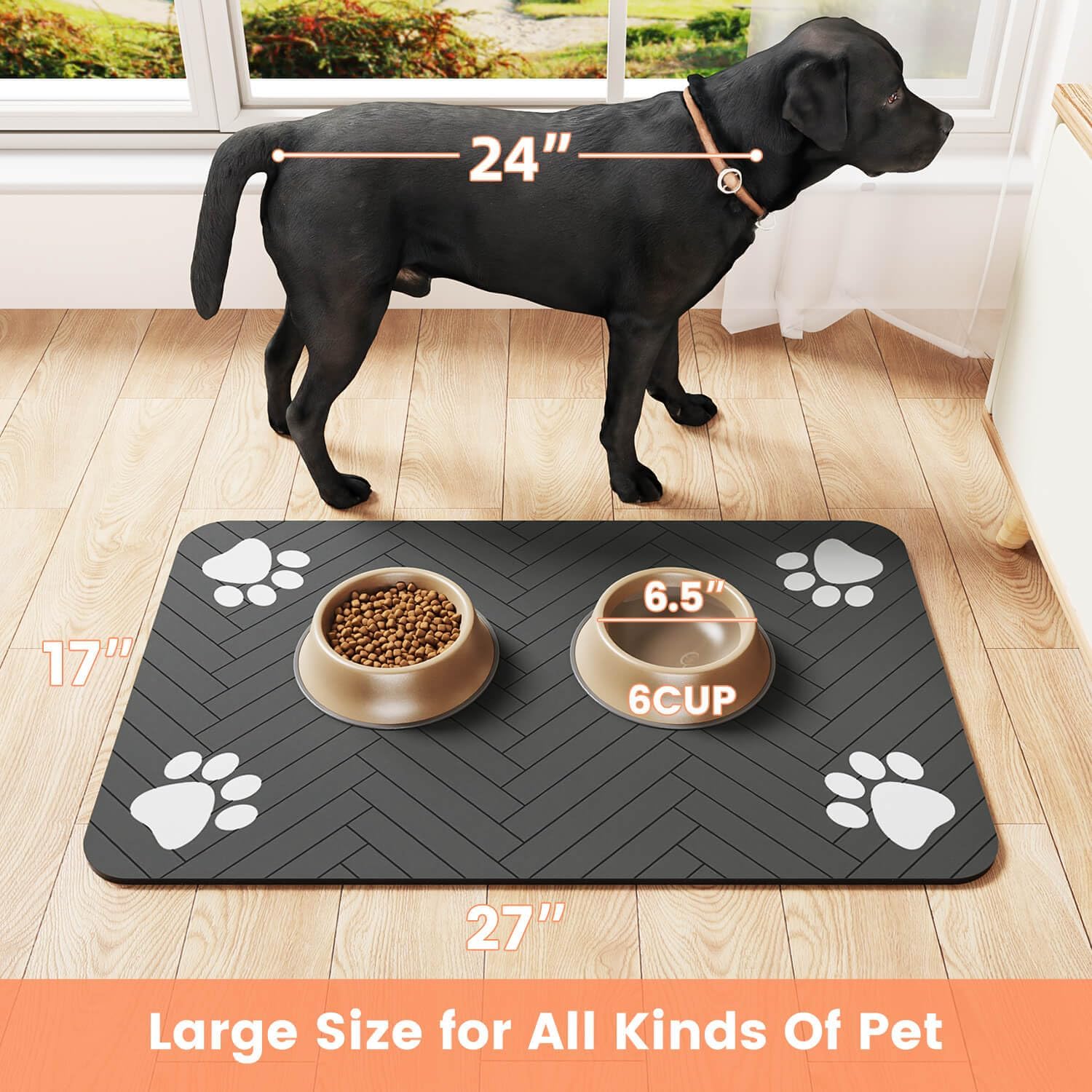 Pet Feeding Mat – Absorbent, Waterproof Bowl Placemat (12"x20")