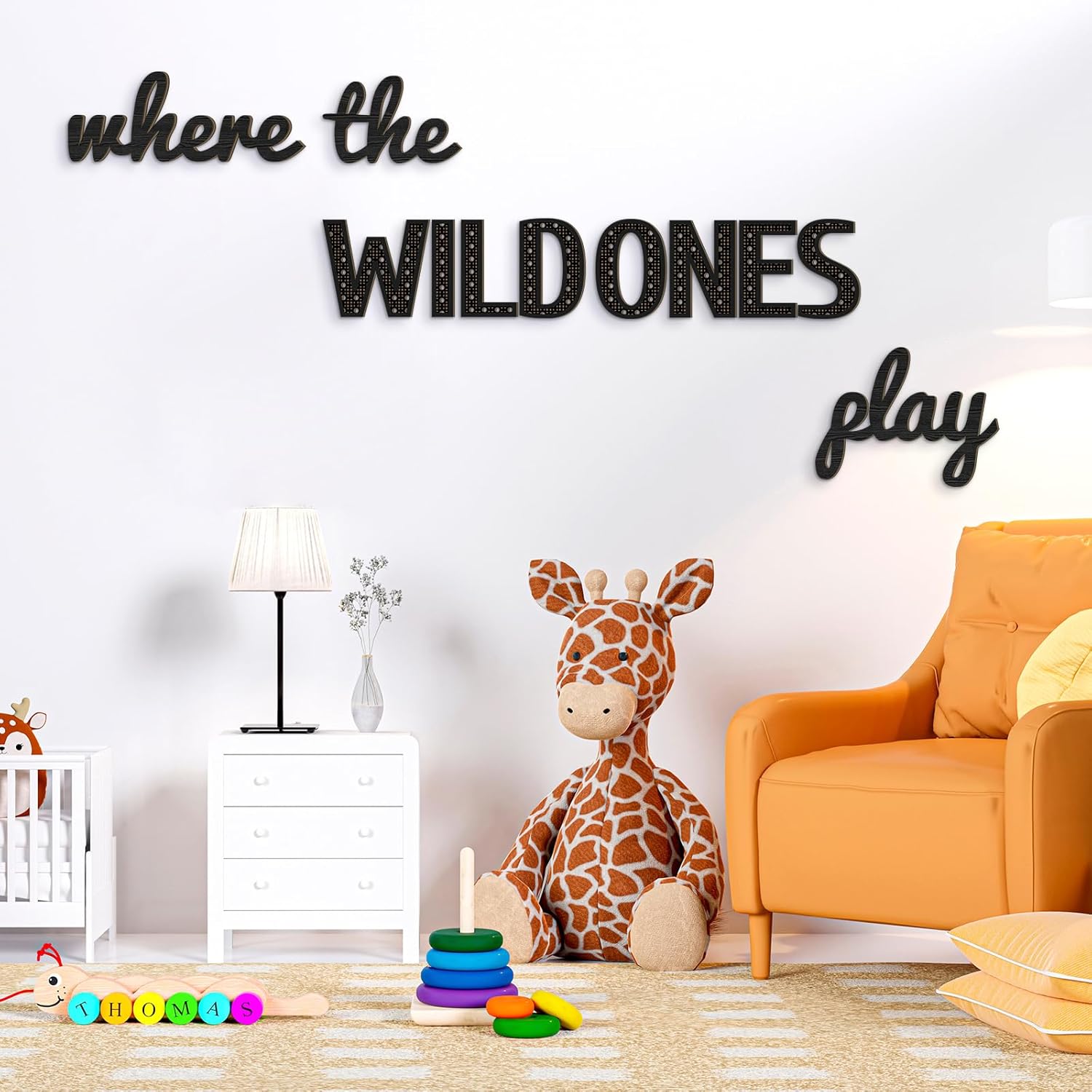 "Where the Wild Ones Play" Wooden Wall Sign – 23" Black Nursery & Playroom Decor