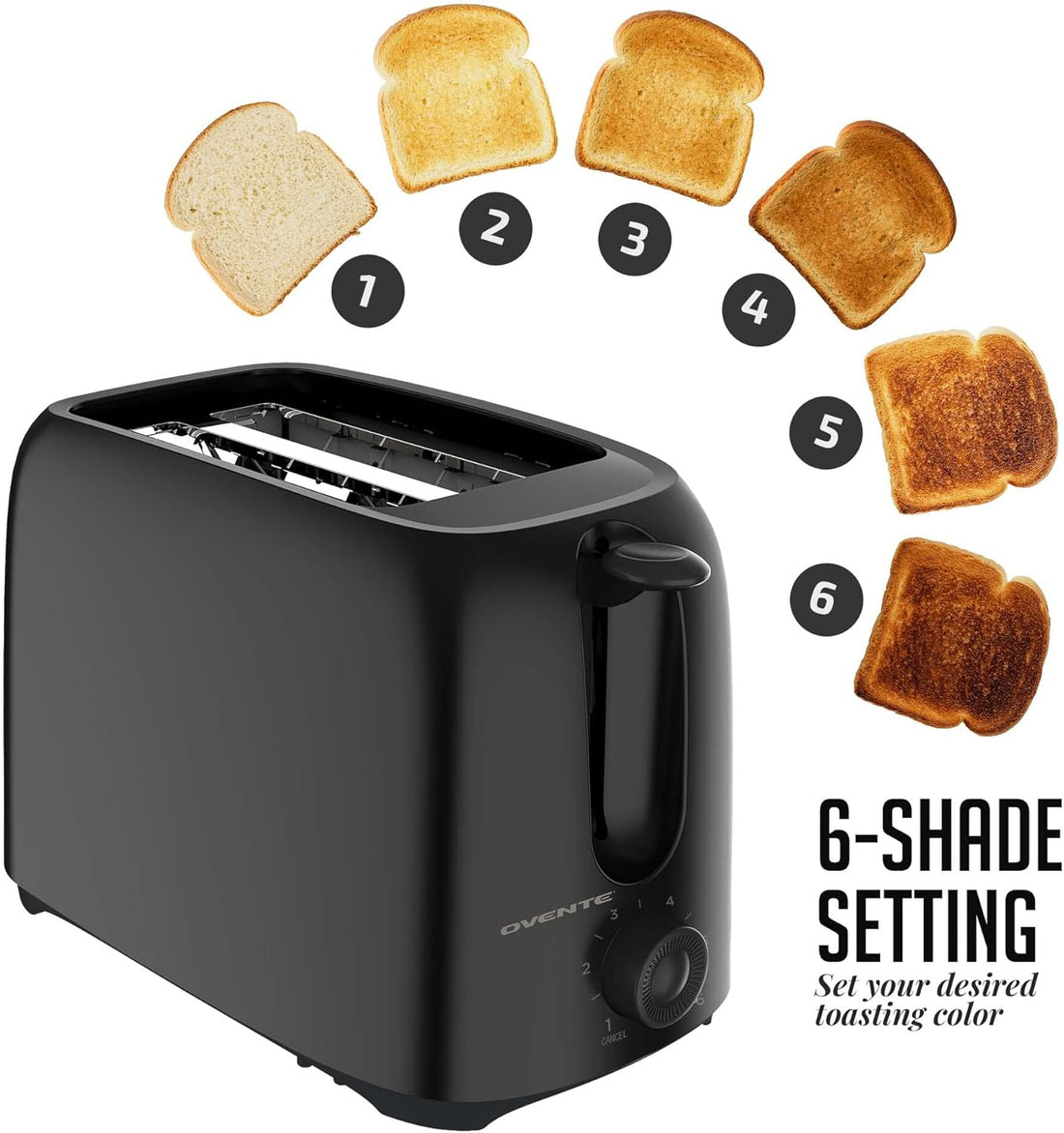 Electric 2-Slice Toaster with 6-Shade Browning & Removable Tray