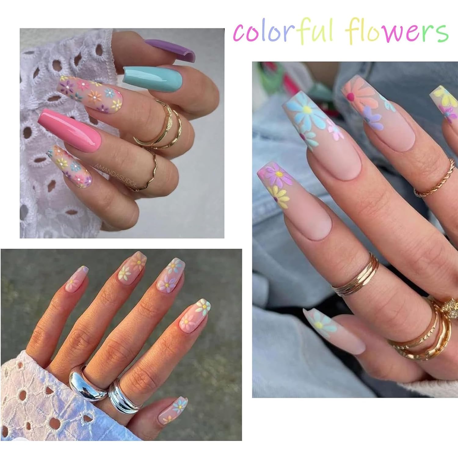Flower Nail Art Stickers Decals – 5D Embossed Spring & Summer Daisy Nail Design, Self-Adhesive 3D Flower Nail Stickers