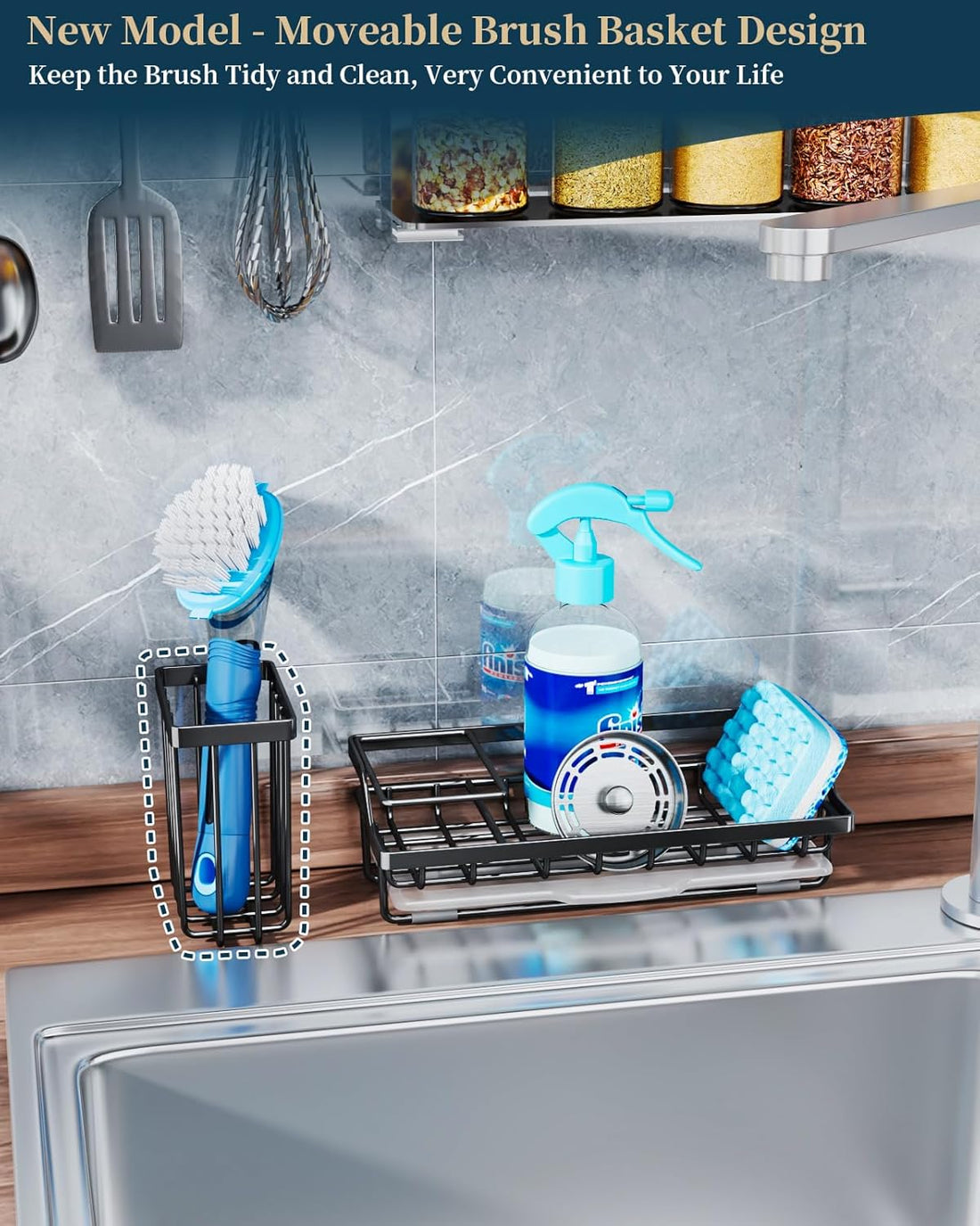 Consumest Sponge Holder for Kitchen Sink – Kitchen Caddy Organizer