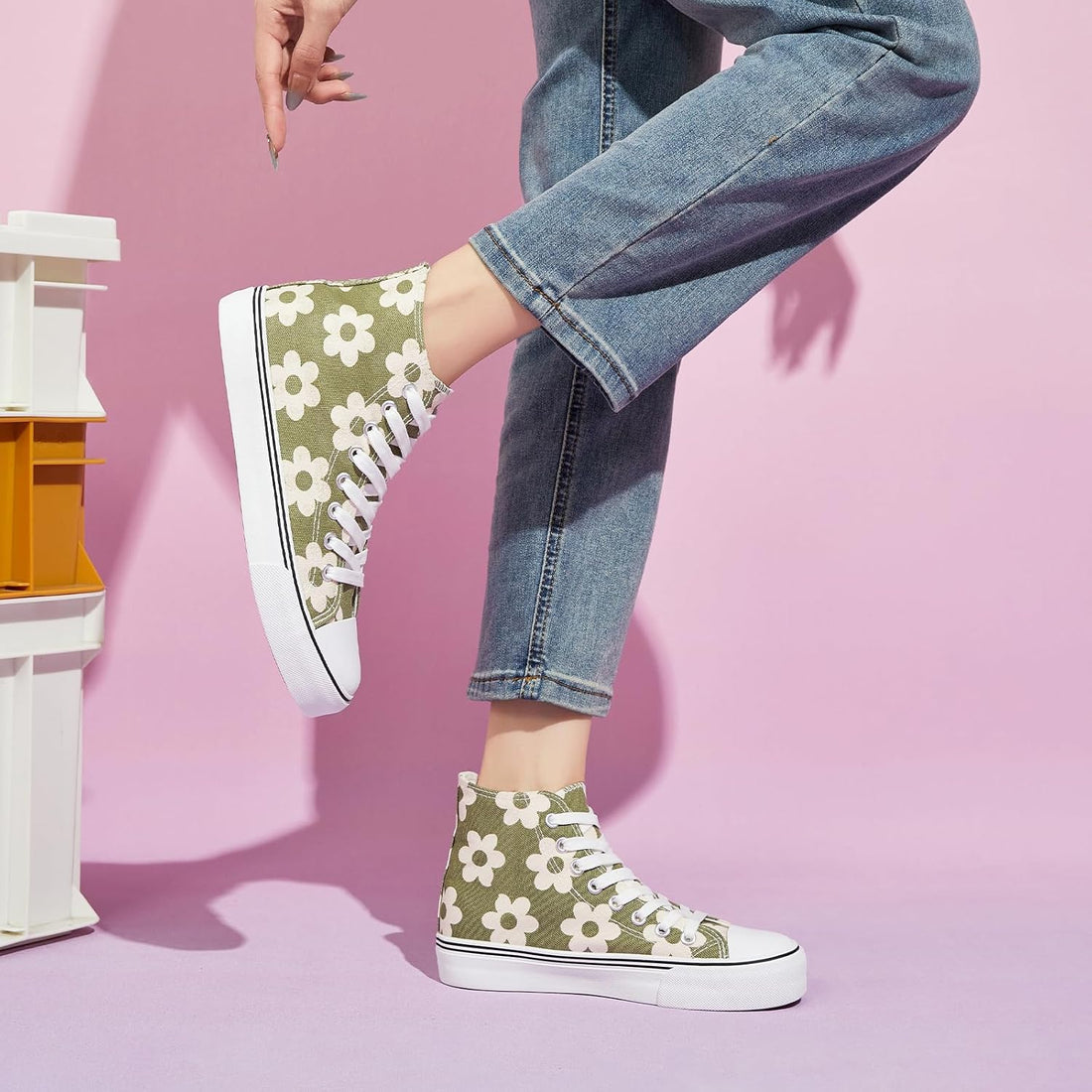 Women’s High-Top Canvas Sneakers – Lace-Up Casual Walking Shoes