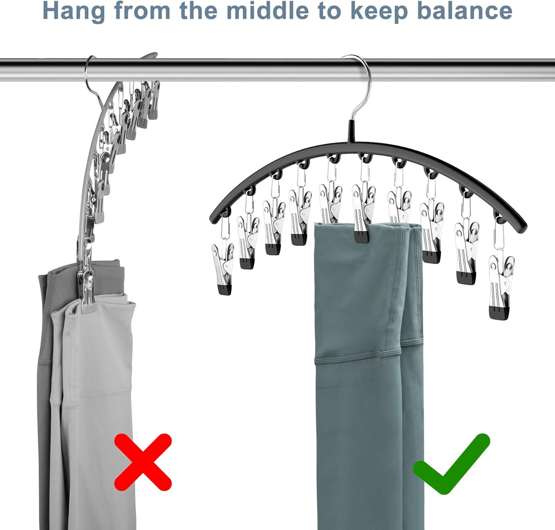 Legging Organizer for Closet – 2-Pack Metal Hangers with 10 Rubber-Coated