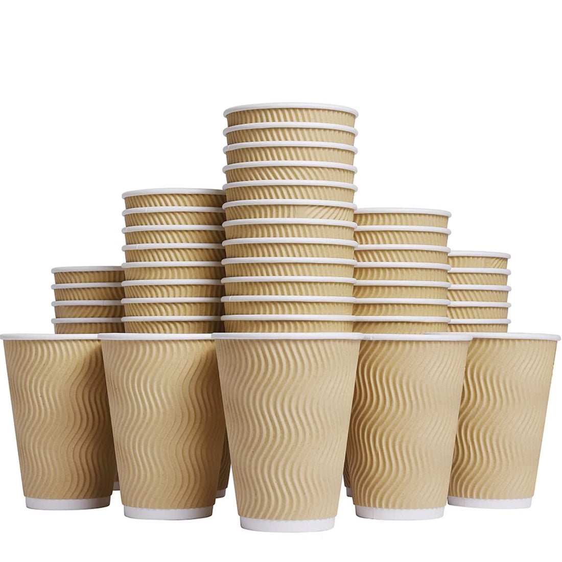 Disposable Hot Paper Cups – 100 Pack Insulated Corrugated Ripple Wall Cups