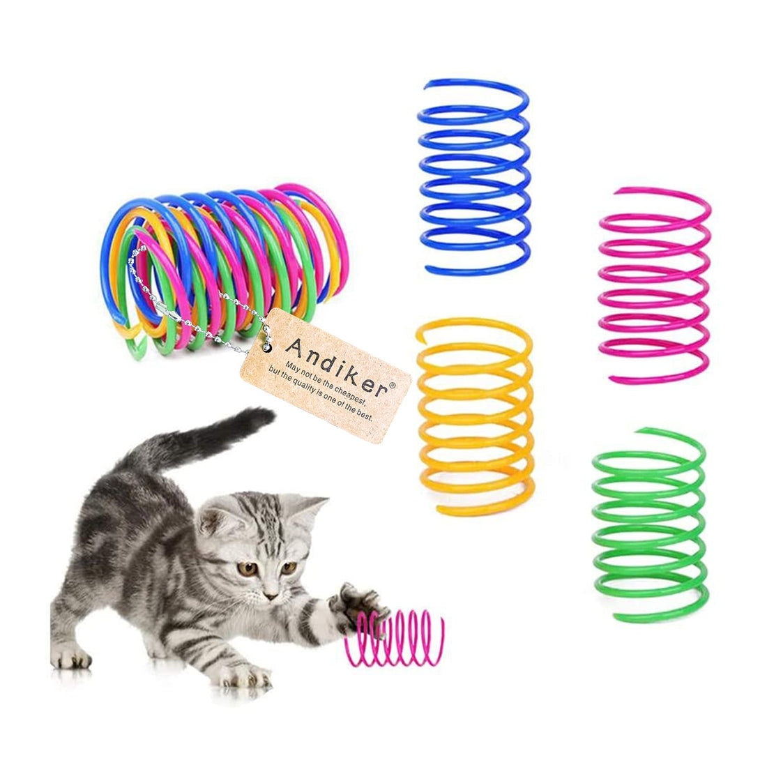 Andiker Cat Spiral Spring – 12-Piece Interactive Toy Set for Cat Colorful