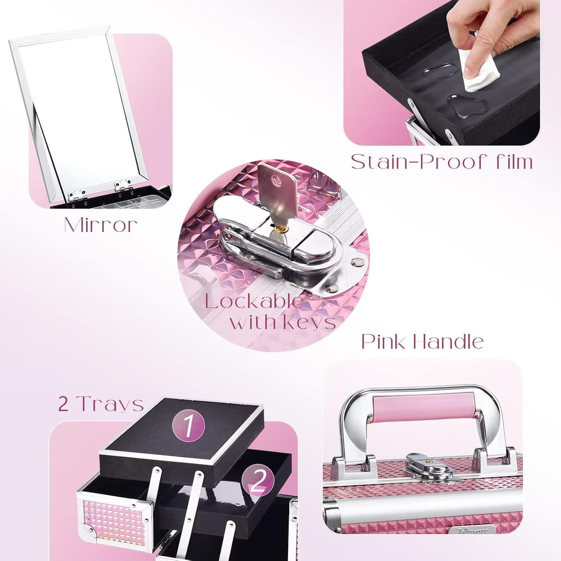 Makeup Train Case Makeup Case Organizer Portable Cosmetic Box Storage