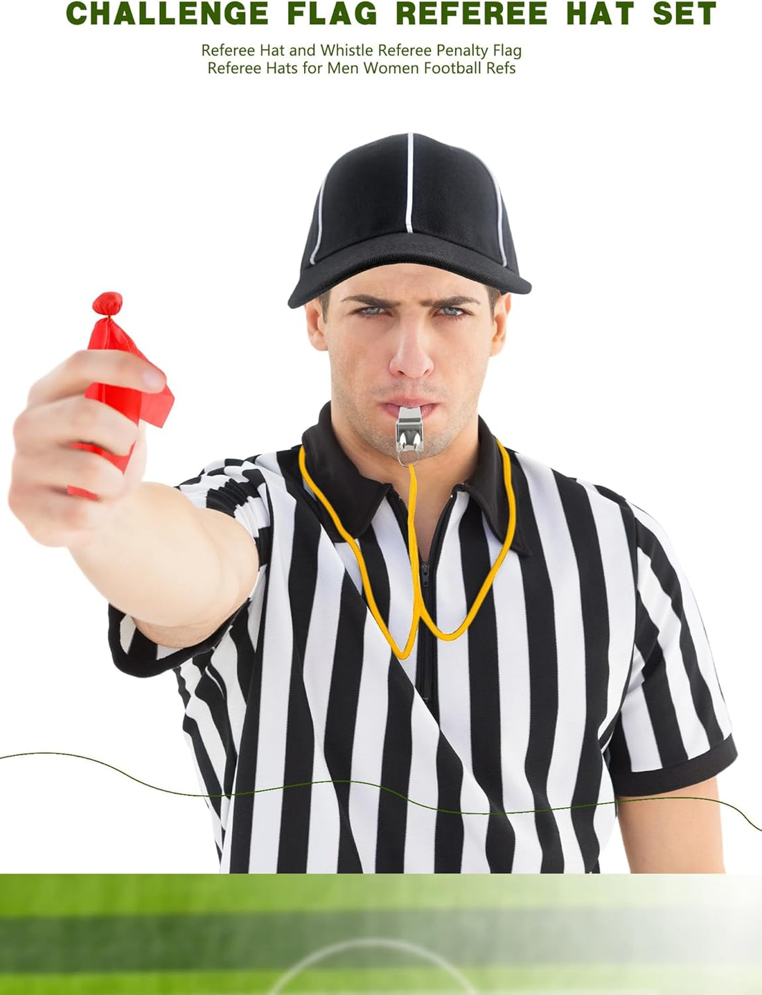 10-Piece Referee Hat & Flag Set with Whistle for Football Games