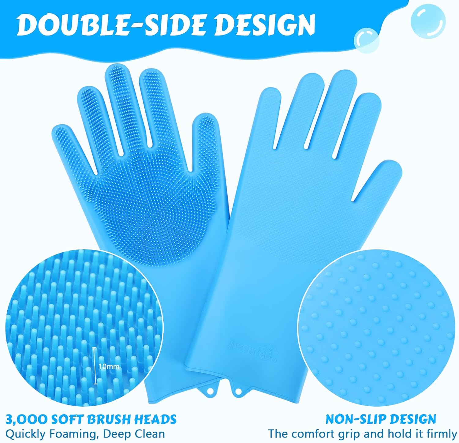 Pecute Pet Grooming Gloves – Heat Resistant Silicone Gloves with High-Density Teeth,
