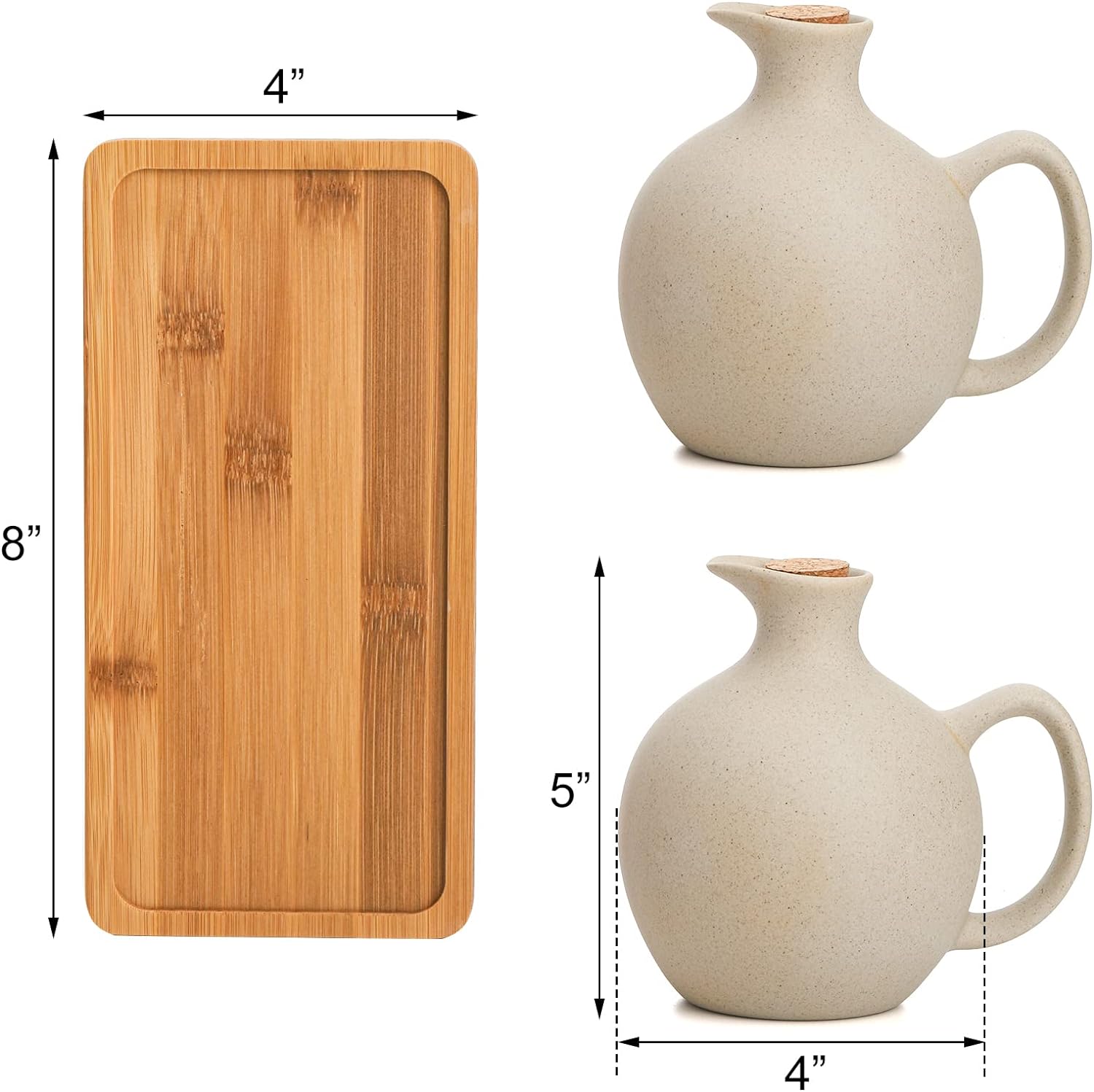 Set of 2 Ceramic Oil & Vinegar Dispensers – 15 Oz Stoneware