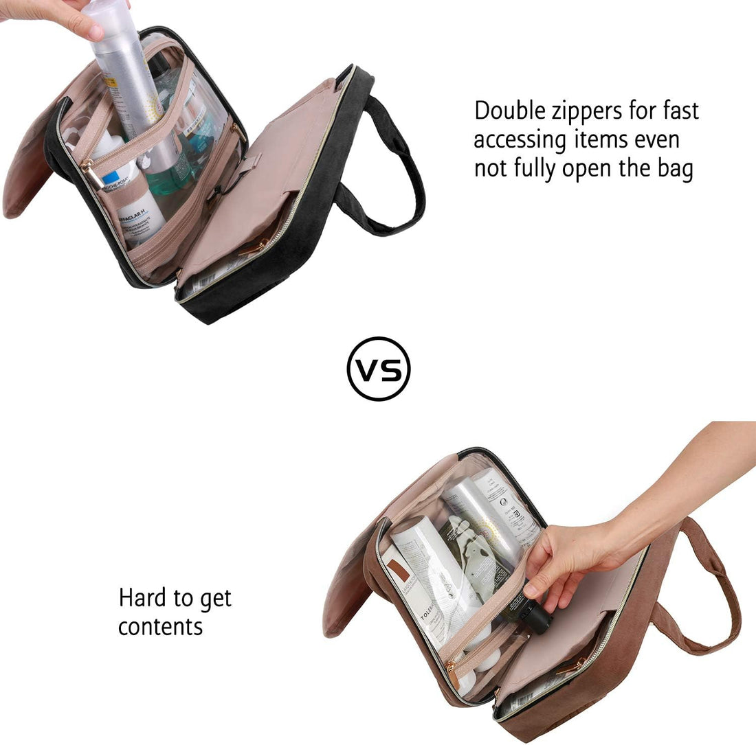 Toiletry Bag Travel Organizer with Hanging Hook – Water-Resistant Makeup