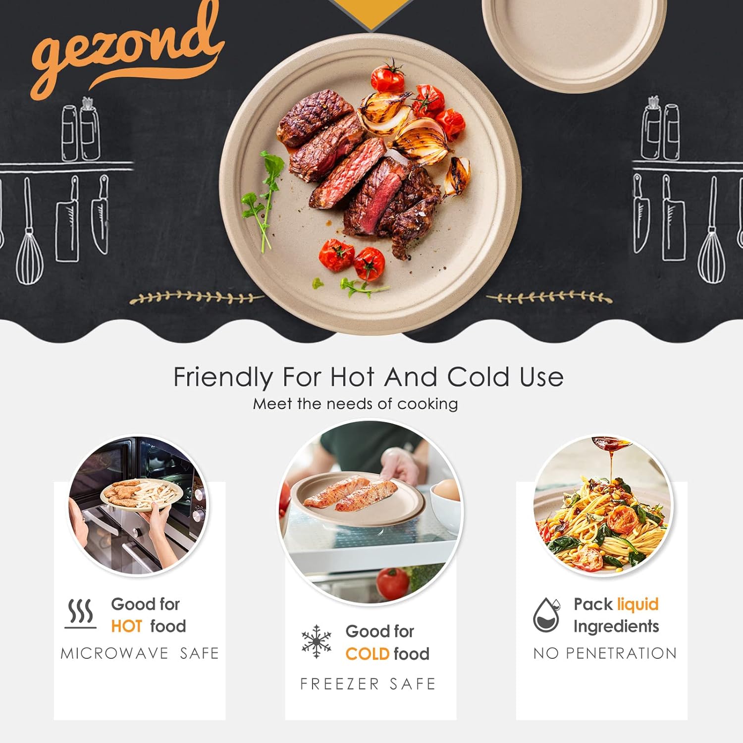 250 Pc Compostable Paper Plates & Utensils Set for Parties