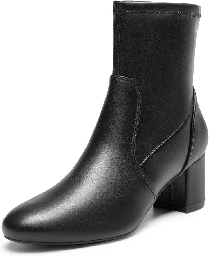 Women’s Fitted Stretch Ankle Boots – Stylish Low Chunky Heel Booties