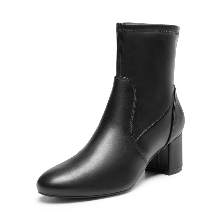 Women’s Fitted Stretch Ankle Boots – Stylish Low Chunky Heel Booties