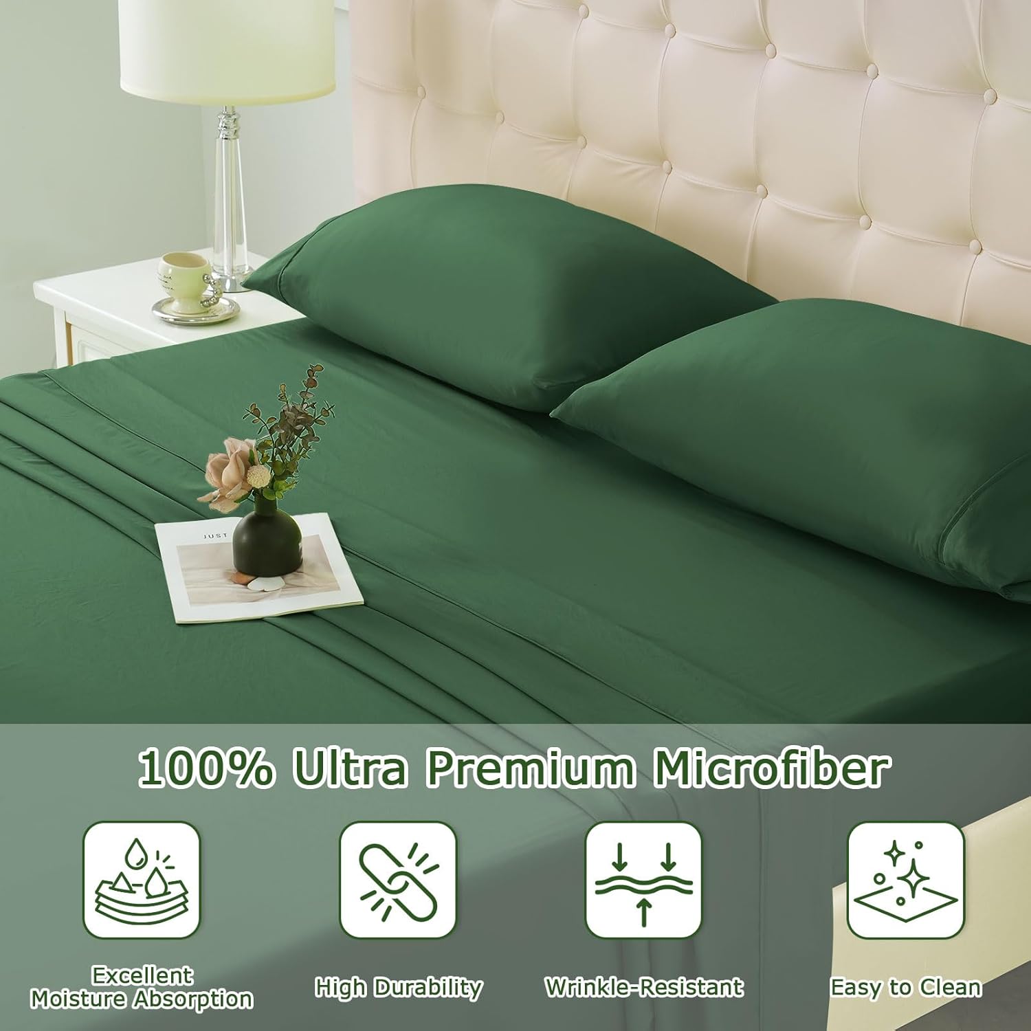 Full-Size 4-Piece Microfiber Sheet Set – Soft, Cooling, Wrinkle-Free Bedding