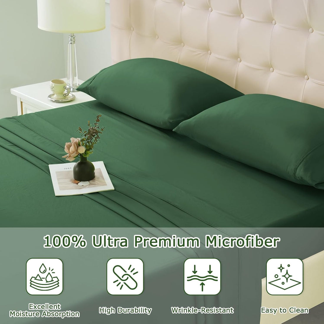Full-Size 4-Piece Microfiber Sheet Set – Soft, Cooling, Wrinkle-Free Bedding