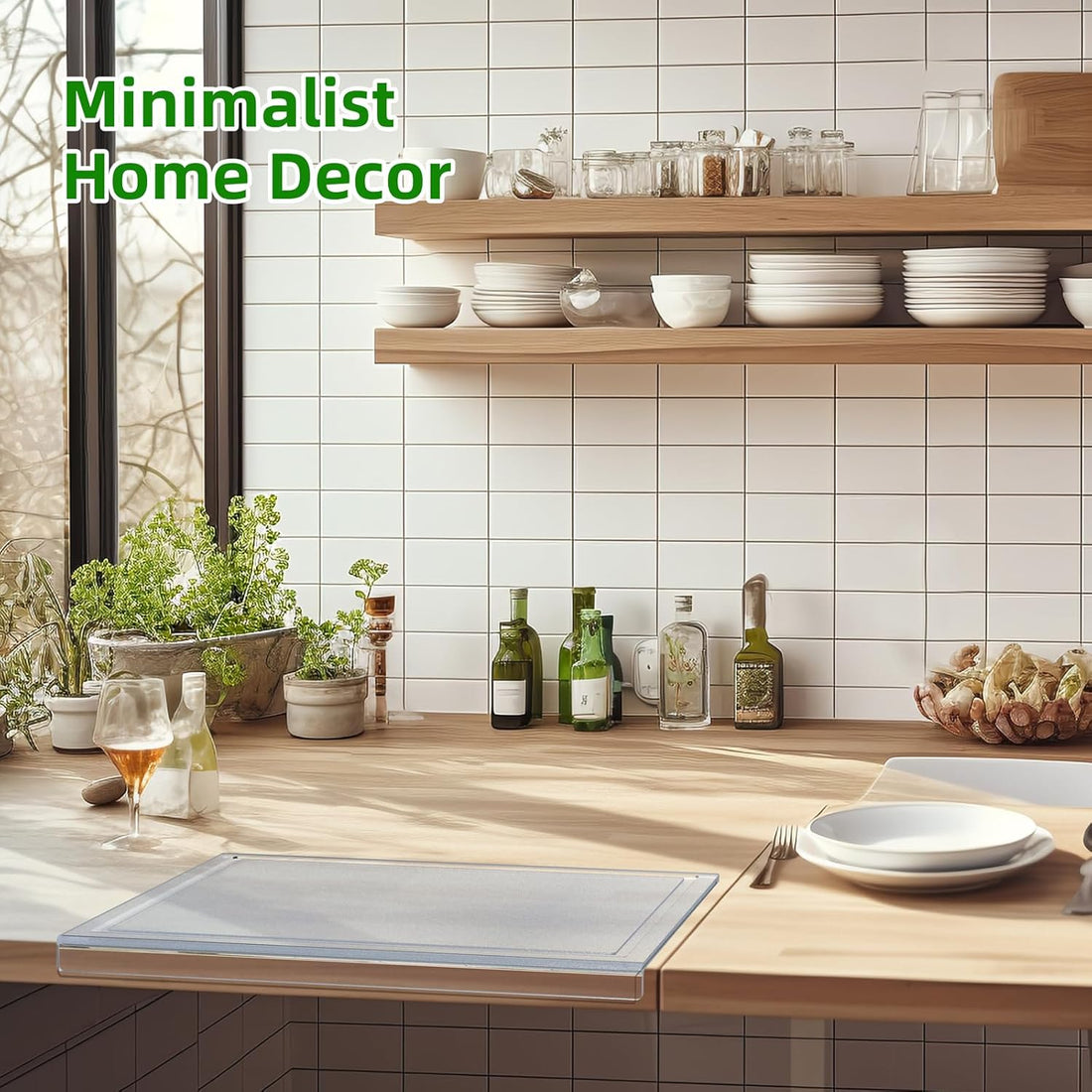 Clear Acrylic Cutting Board with Juice Groove & Non-Slip Base