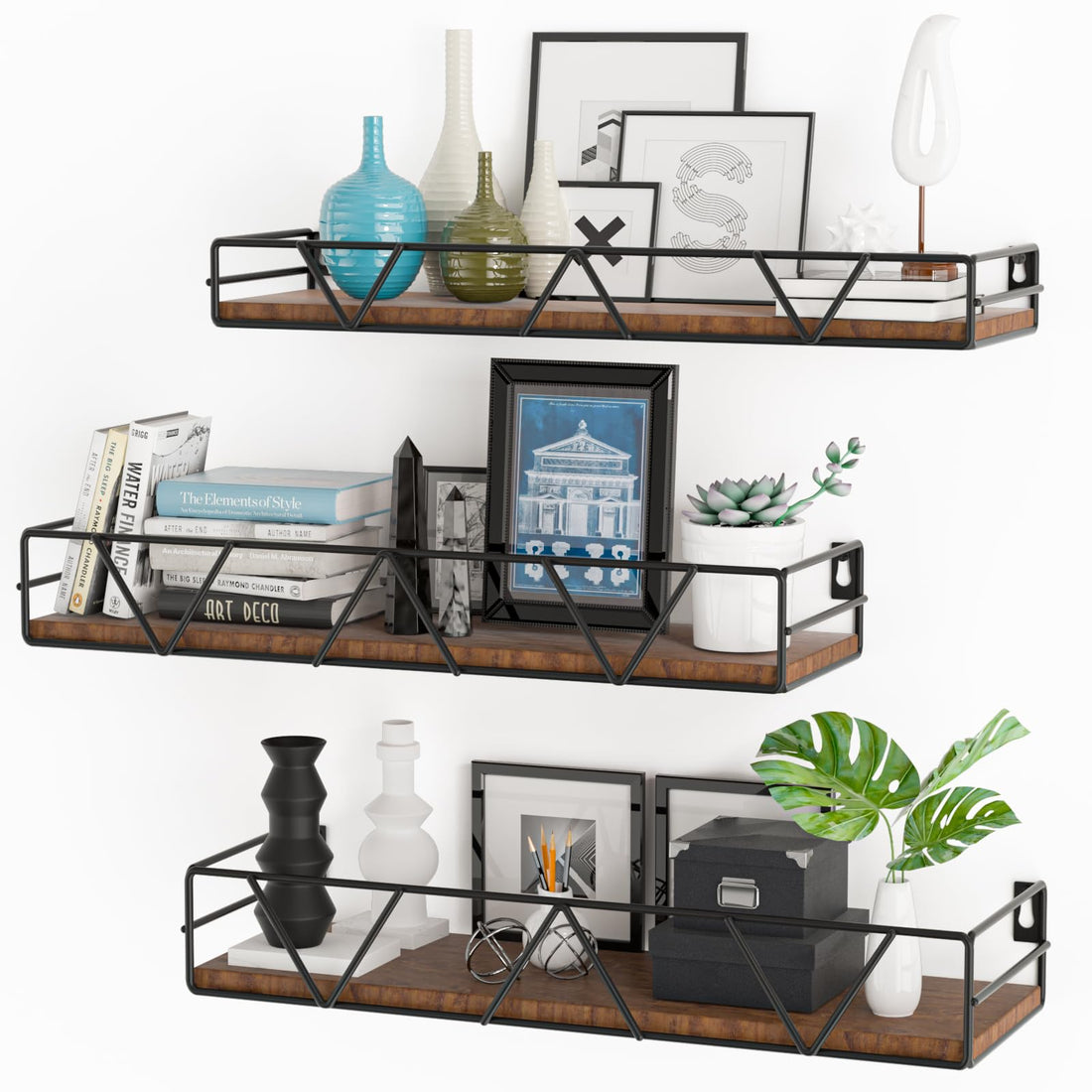 Floating Shelves Set of 3, Home Wood Wall Shelf, Farmhouse Shelf for Bedroom