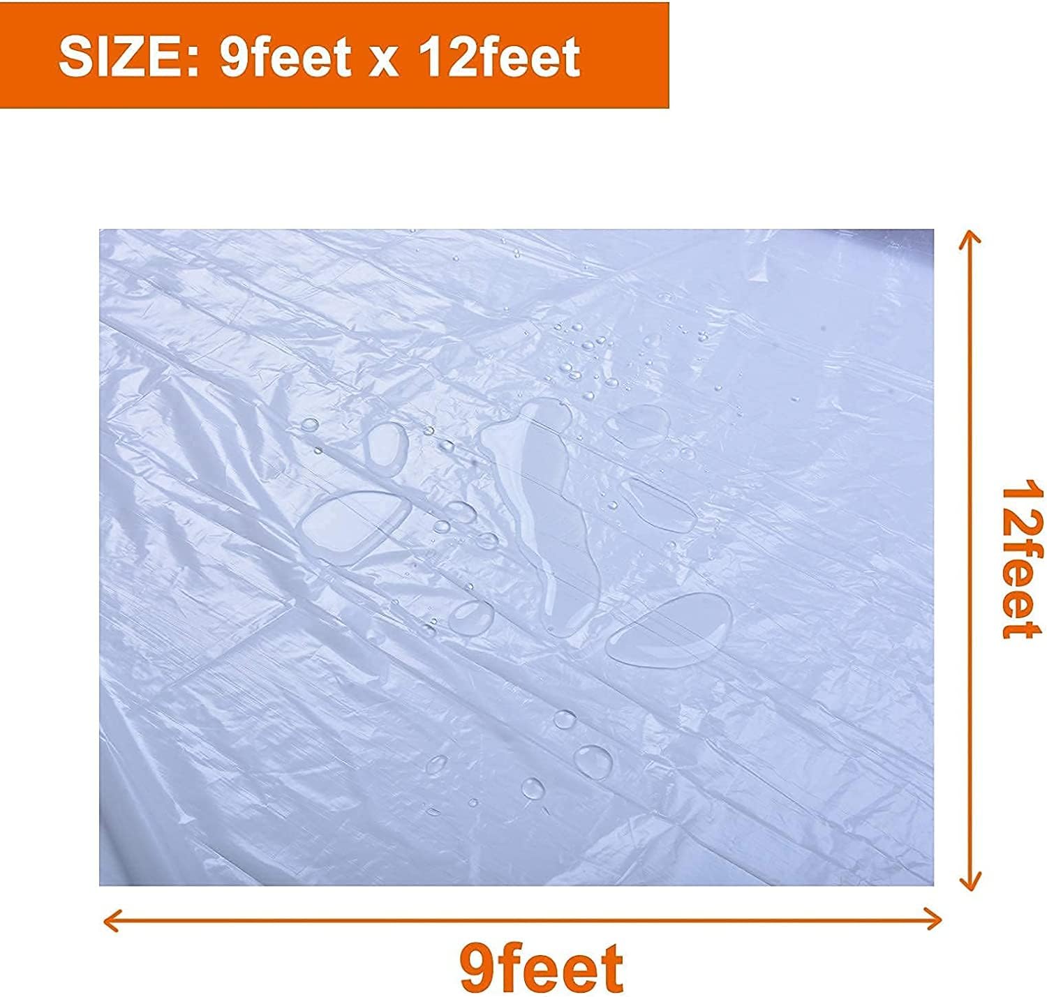 Clear Plastic Sheeting Drop Cloths for Painting, 5 Pcs 9x12ft Plastic