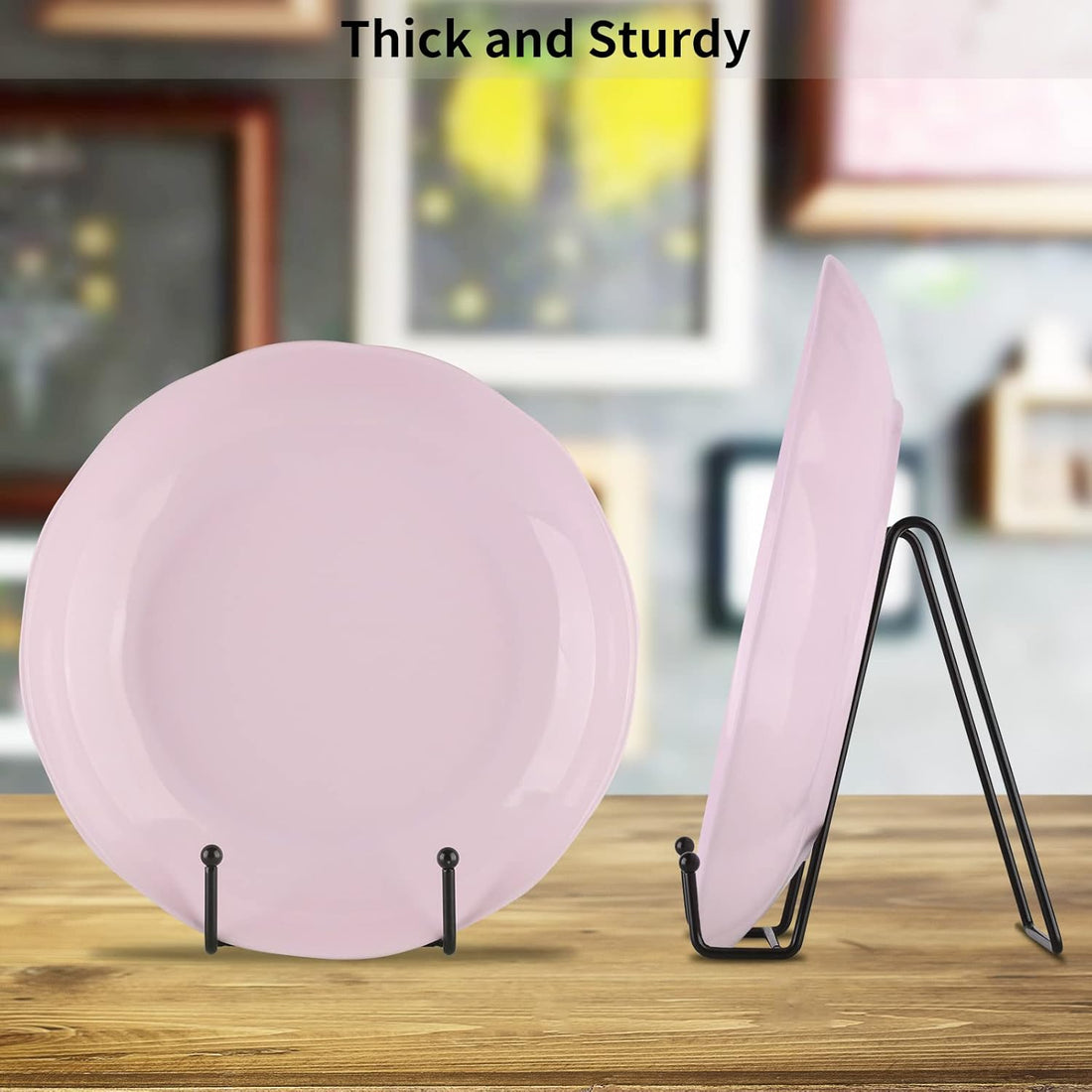 5 Pack 6" Black Metal Display Stands for Plates, Photos & Art