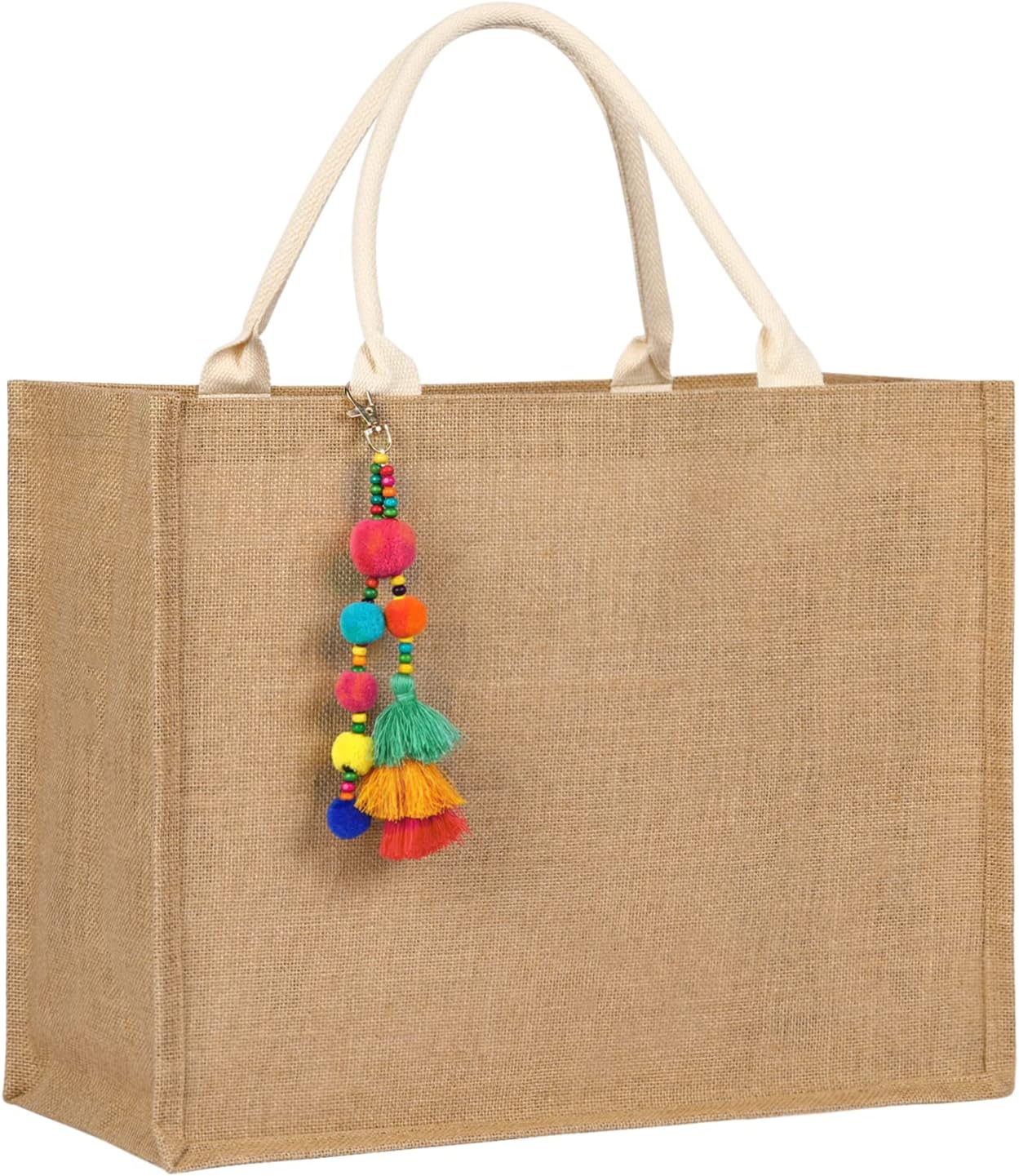 Large Woven Straw Beach Tote for Women – Waterproof Jute Summer