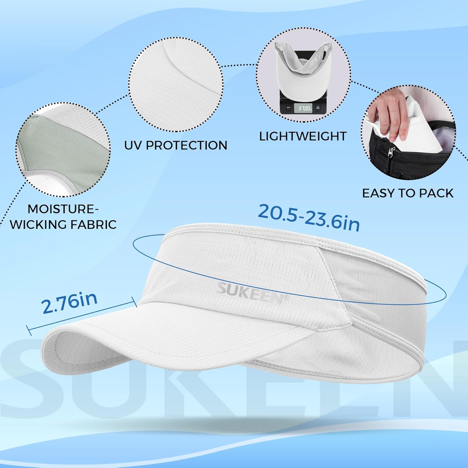 Sukeen Cooling Sun Visor – Lightweight Stretch Hat for Sports