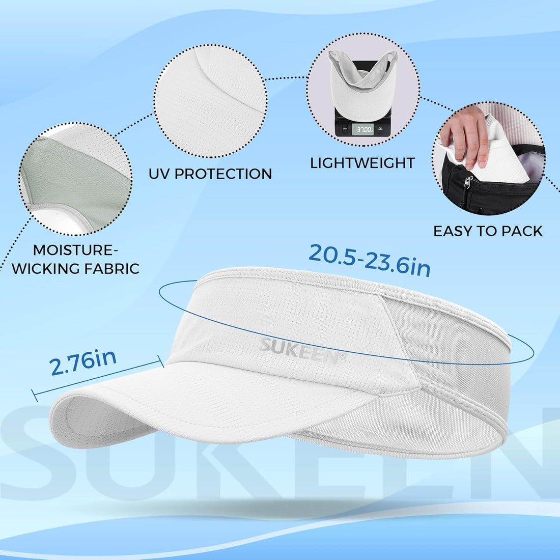 Sukeen Cooling Sun Visor – Lightweight Stretch Hat for Sports