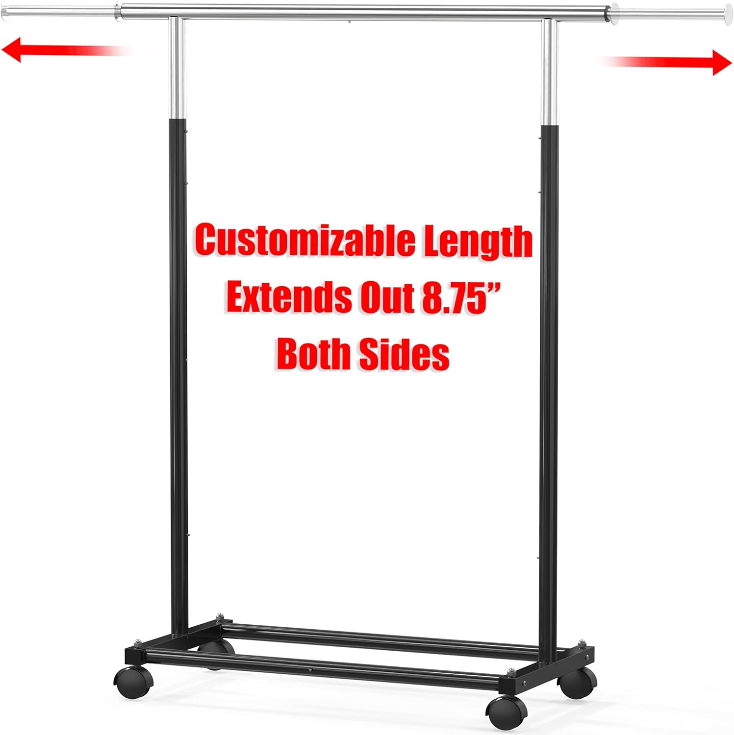 Adjustable Garment Rack with Extendable Rod – Heavy-Duty Steel Clothing