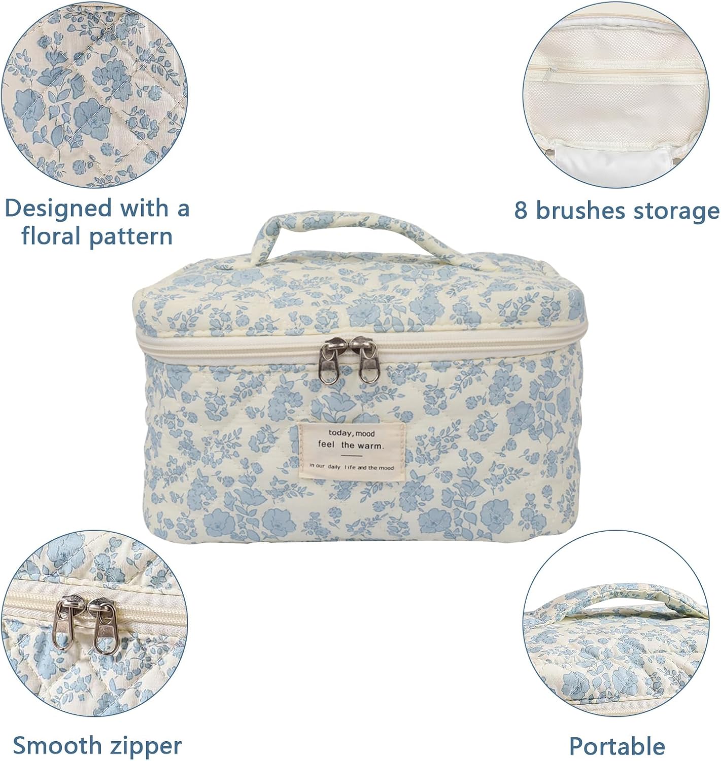 Large Makeup Bag – Cute Floral Coquette Aesthetic Cosmetic Organizer