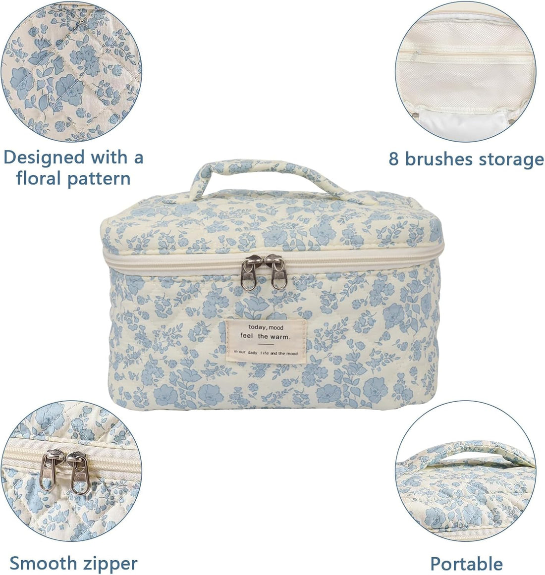 Large Makeup Bag – Cute Floral Coquette Aesthetic Cosmetic Organizer