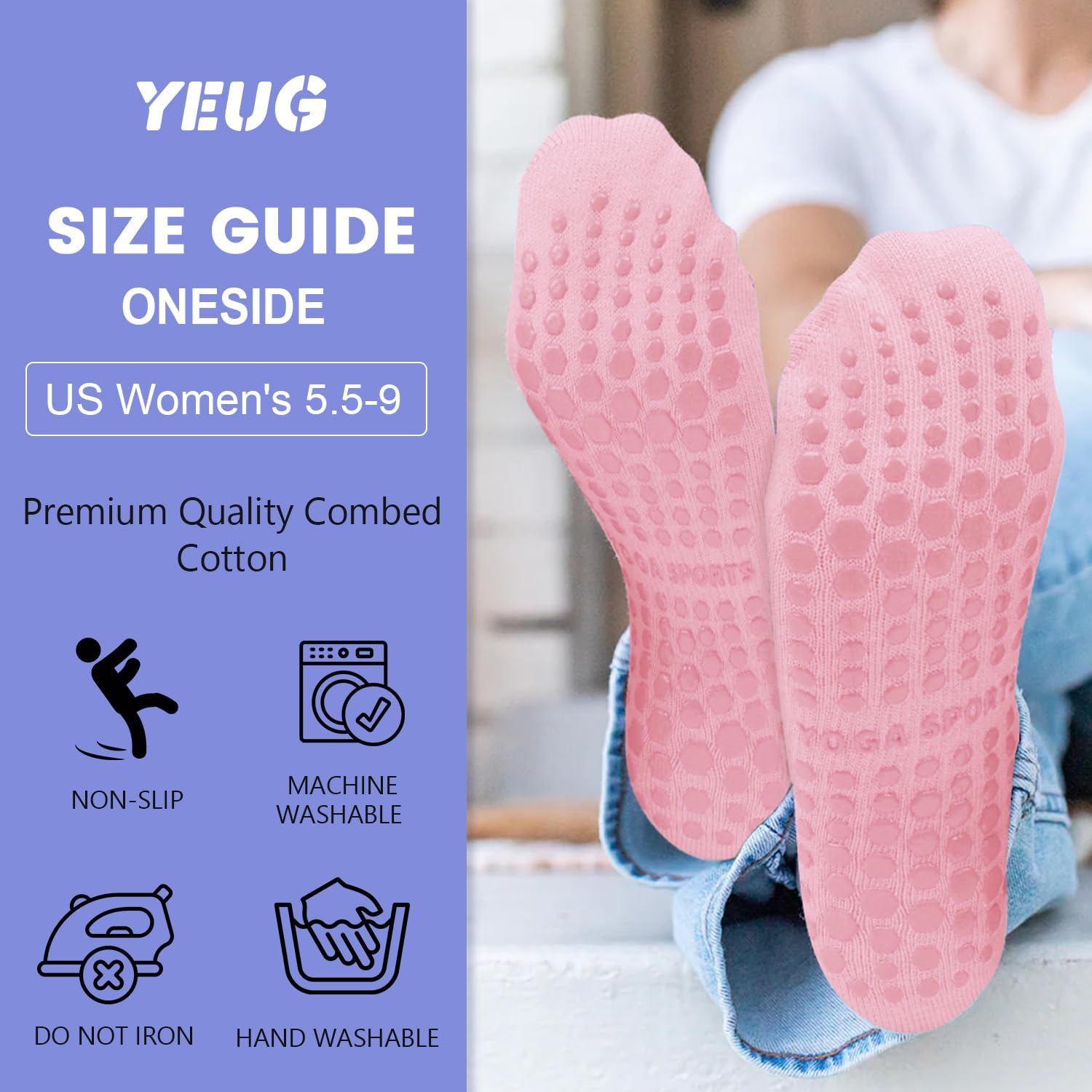 4/6 Pairs Women’s Non-Slip Pilates Socks – Grip Yoga & Barre Socks
