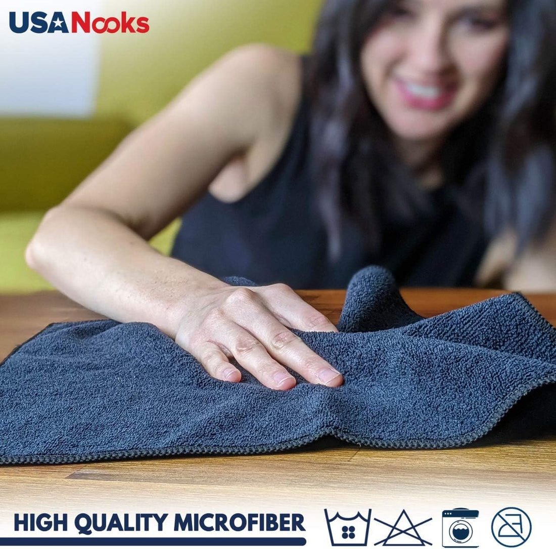 Cleaning Cloths 12 Pack – Ultra Absorbent, Lint-Free Towels 12.5"x12.5" (Grey)