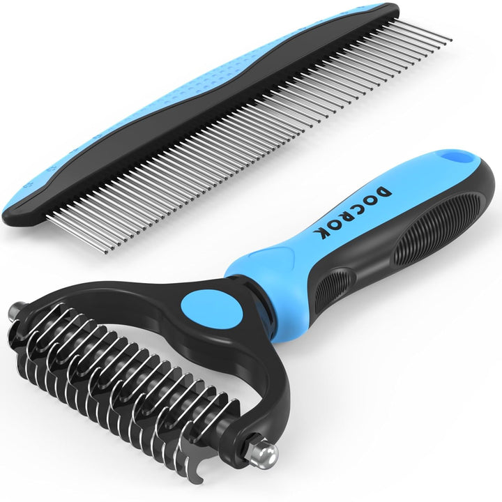 Pet Grooming Combo – Blue Deshedding Brush & and Dematting