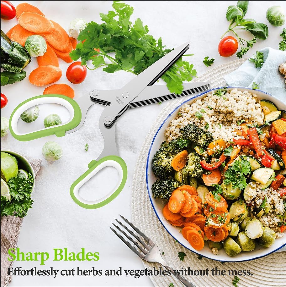 Upgraded Herb Scissors, Effortless Herb Shears Cutter Tool