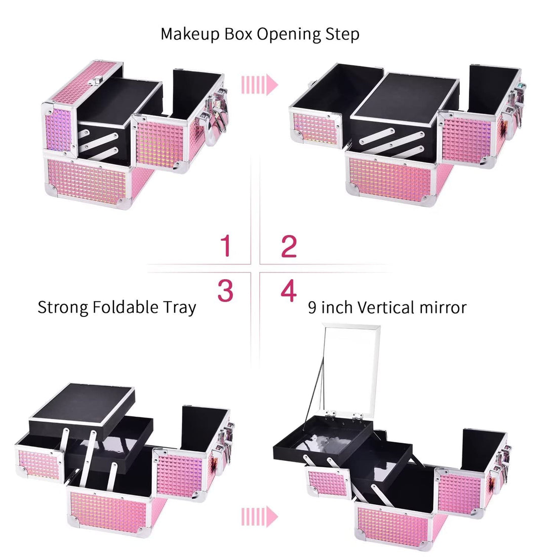 Makeup Train Case Makeup Case Organizer Portable Cosmetic Box Storage