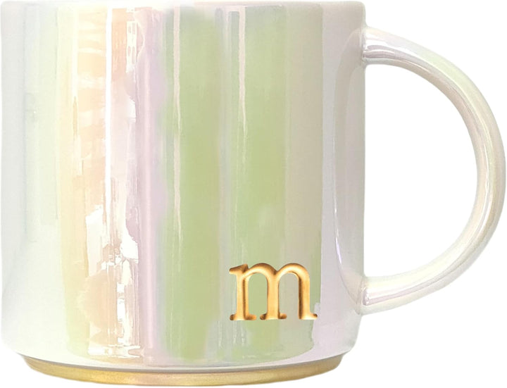 Personalized Ceramic Coffee Mug – Iridescent Finish with Embossed Lettering