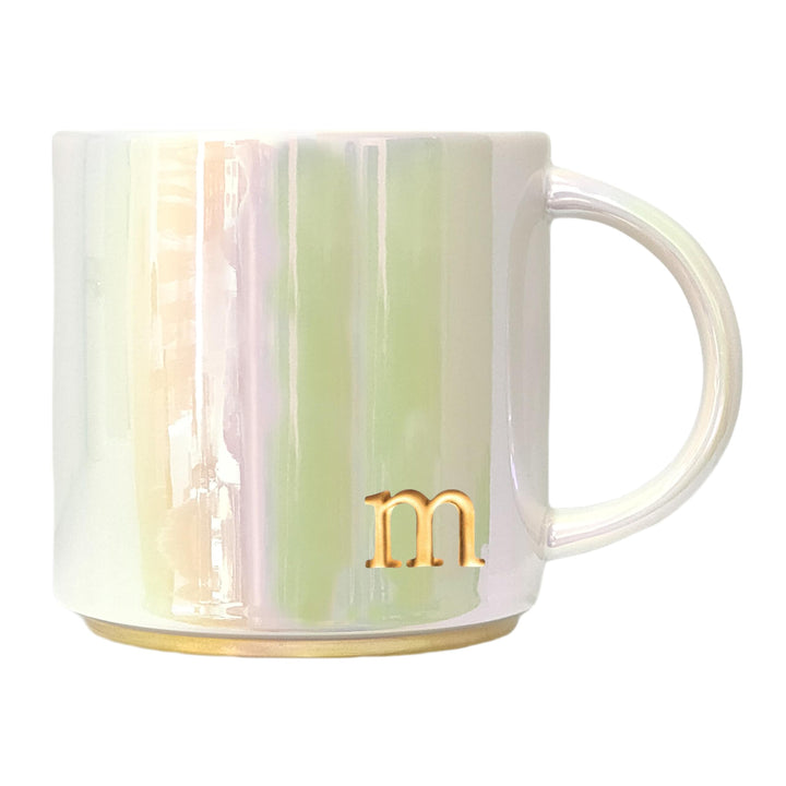 Personalized Ceramic Coffee Mug – Iridescent Finish with Embossed Lettering