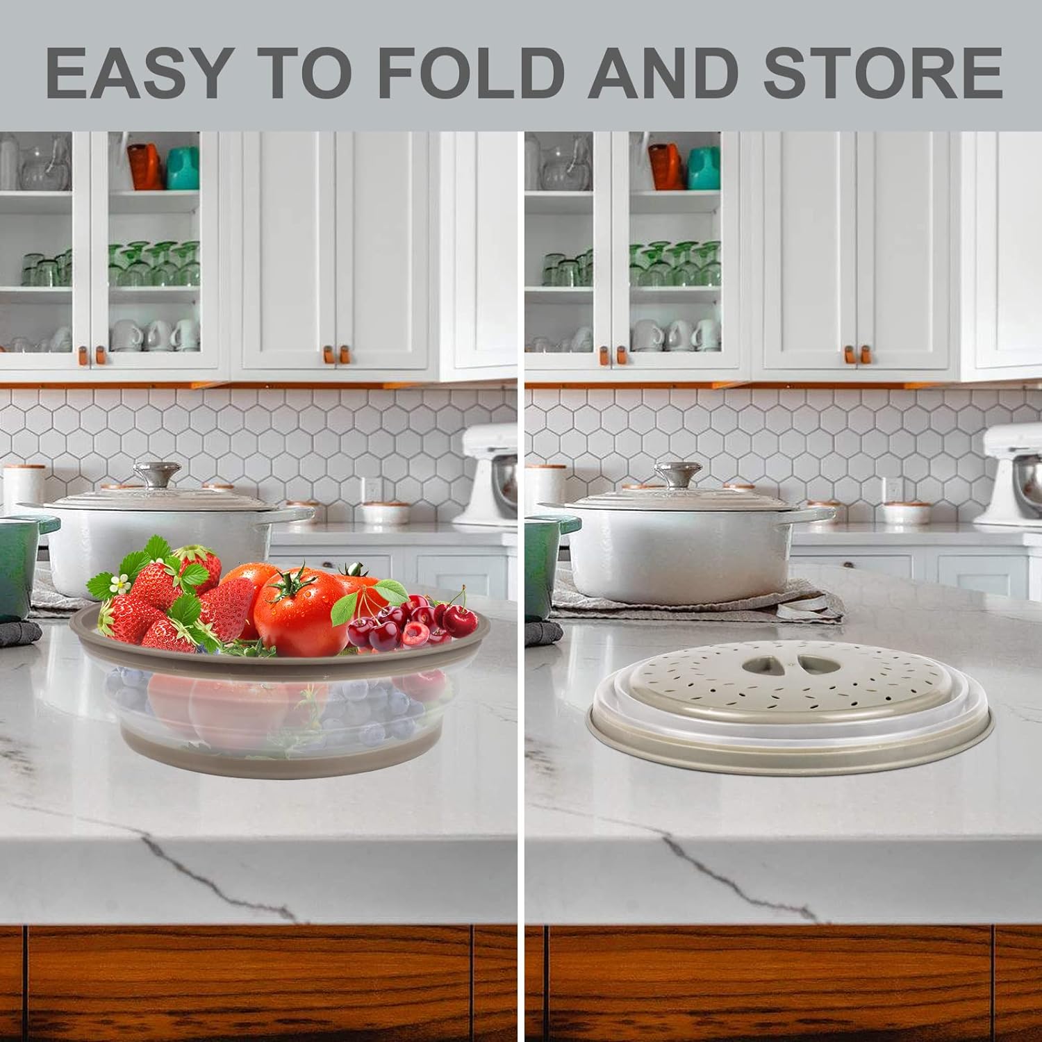 2-in-1 Aidacom Microwave Place Mat & Food Cover – Silicone Trivet, Bowl Holder, Splatter Guard, Pot