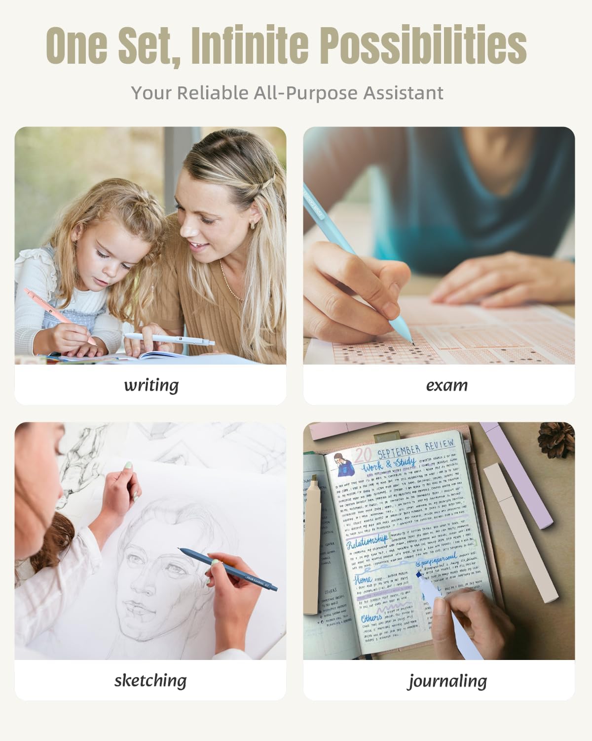 39-Piece School Supplies Set with Pink Pencil Case – Highlighters